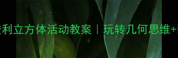 图片 ✨大班蒙台梭利立方体活动教案｜玩转几何思维+亲子互动游戏