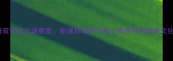 图片 七年级下册双语班汉语教案：新课标背景下核心素养导向的跨文化教学方案1