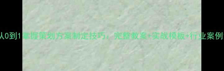 图片 从0到1掌握策划方案制定技巧：完整教案+实战模板+行业案例1