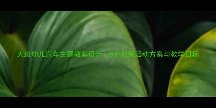 图片 大班幼儿汽车主题教案设计：5个创意活动方案与教学目标