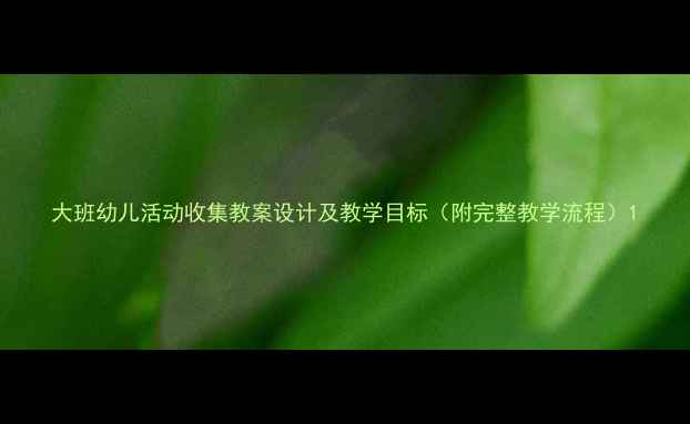 图片 大班幼儿活动收集教案设计及教学目标（附完整教学流程）1