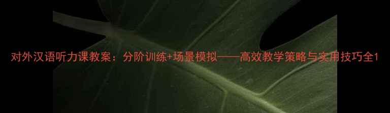 图片 对外汉语听力课教案：分阶训练+场景模拟——高效教学策略与实用技巧全1