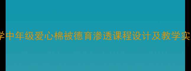 图片 小学中年级爱心棉被德育渗透课程设计及教学实践1