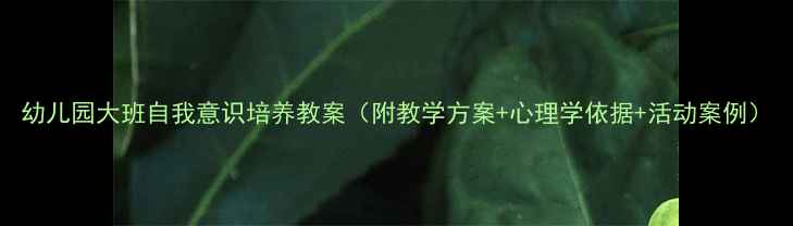 图片 幼儿园大班自我意识培养教案（附教学方案+心理学依据+活动案例）