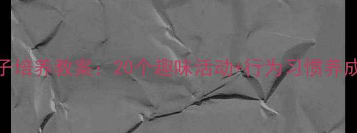 图片 幼儿园小班必看好孩子培养教案：20个趣味活动+行为习惯养成指南（附教学案例）