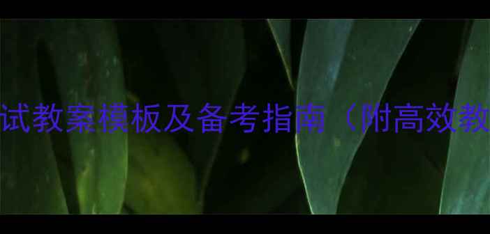 图片 教师资格证考试教案模板及备考指南（附高效教学设计方法）