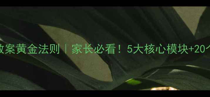 图片 理想教育教案黄金法则｜家长必看！5大核心模块+20个实操案例