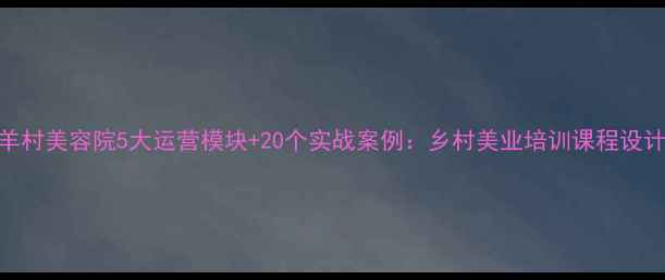 图片 白羊村美容院5大运营模块+20个实战案例：乡村美业培训课程设计全