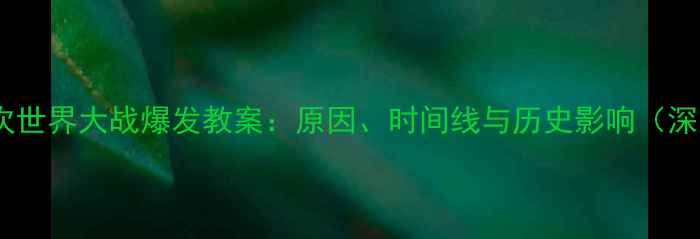 图片 第二次世界大战爆发教案：原因、时间线与历史影响（深度）1
