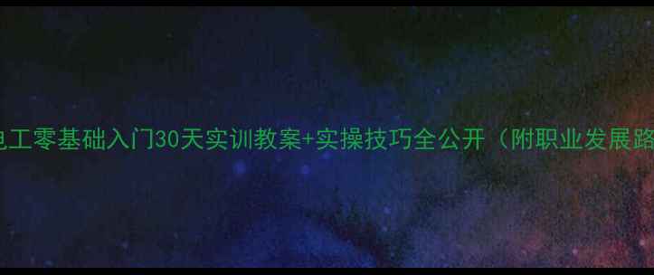 图片 维修电工零基础入门30天实训教案+实操技巧全公开（附职业发展路径）1