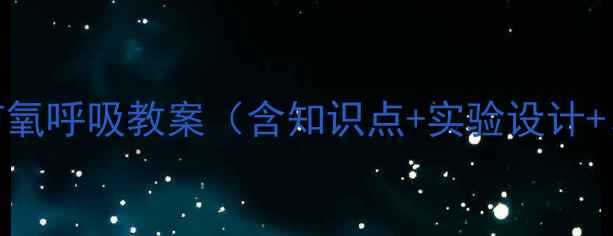 图片 高中生物有氧呼吸教案（含知识点+实验设计+习题精讲）