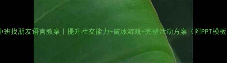 图片 🌟中班找朋友语言教案｜提升社交能力+破冰游戏+完整活动方案（附PPT模板）1