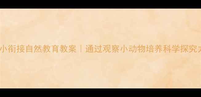 图片 🌟幼小衔接自然教育教案｜通过观察小动物培养科学探究力🌱1