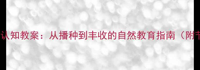 图片 🌾中班幼儿稻谷认知教案：从播种到丰收的自然教育指南（附节气活动方案）2