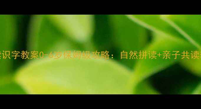 图片 📚蒙氏阅读识字教案0-6岁保姆级攻略：自然拼读+亲子共读轻松掌握🌟