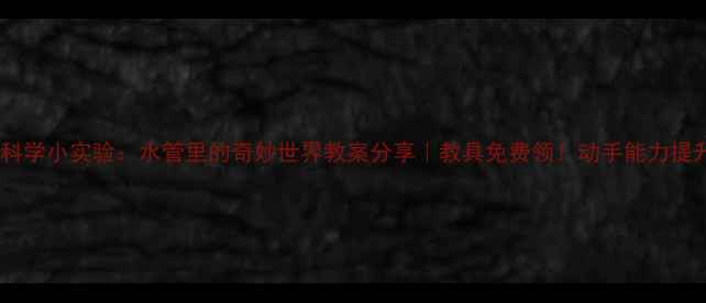 图片 🔧💧中班科学小实验：水管里的奇妙世界教案分享｜教具免费领！动手能力提升神器📚2